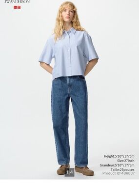 Uniqlo Women's baggy Jeans in Dark Blue Denim